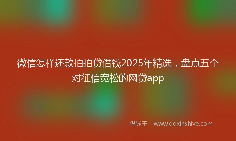微信怎样还款拍拍贷借钱2025年精选，盘点五个对征信宽松的网贷app