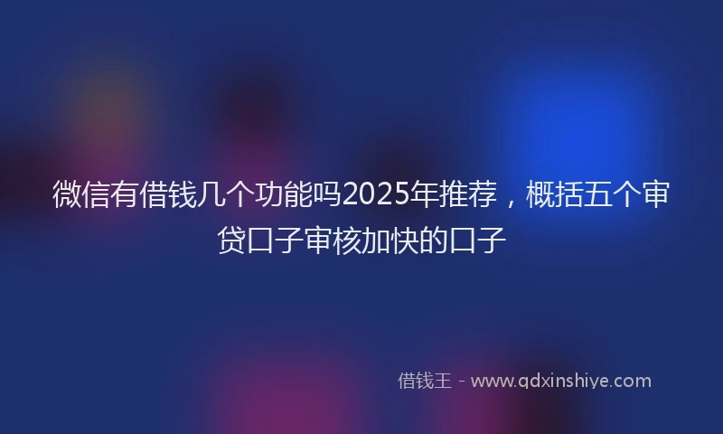 微信有借钱几个功能吗2025年推荐，概括五个审贷口子审核加快的口子