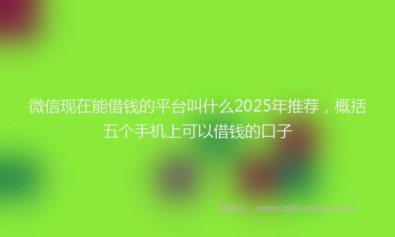 微信现在能借钱的平台叫什么2025年推荐，概括五个手机上可以借钱的口子