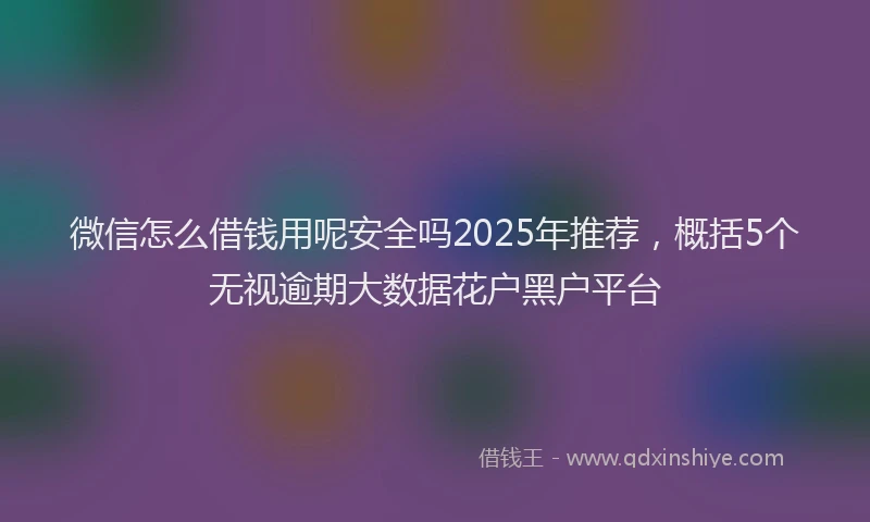 微信怎么借钱用呢安全吗2025年推荐，概括5个无视逾期大数据花户黑户平台