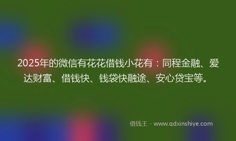 2025年的微信有花花借钱小花有：同程金融、爱达财富、借钱快、钱袋快融途、安心贷宝等。
