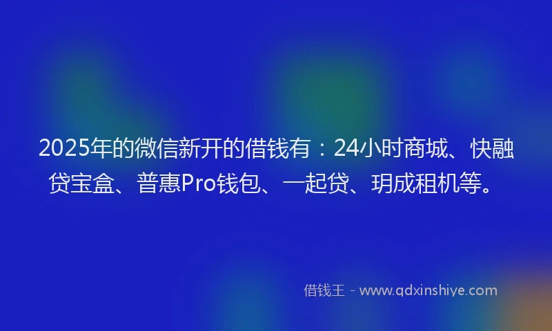 2025年的微信新开的借钱有：24小时商城、快融贷宝盒、普惠Pro钱包、一起贷、玥成租机等。