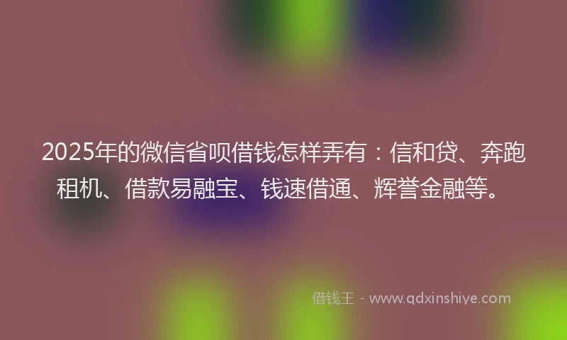 2025年的微信省呗借钱怎样弄有：信和贷、奔跑租机、借款易融宝、钱速借通、辉誉金融等。