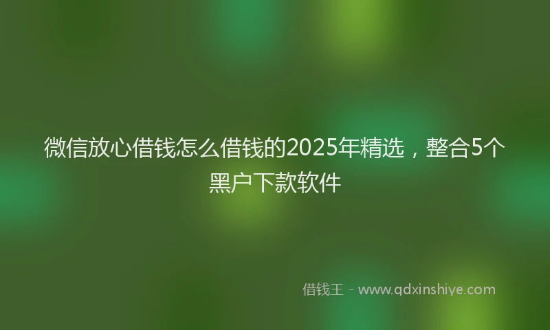 微信放心借钱怎么借钱的2025年精选，整合5个黑户下款软件