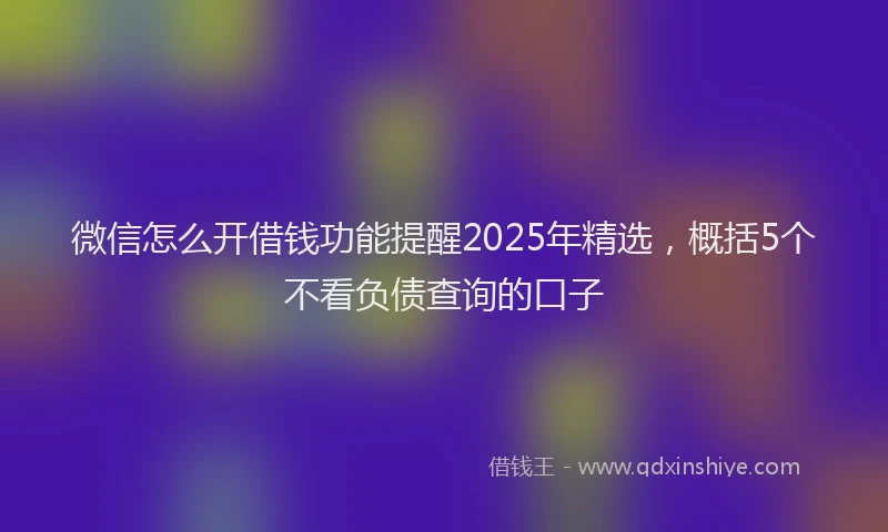 微信怎么开借钱功能提醒2025年精选，概括5个不看负债查询的口子