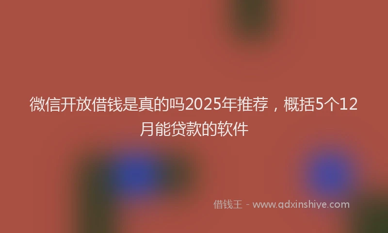 微信开放借钱是真的吗2025年推荐，概括5个12月能贷款的软件