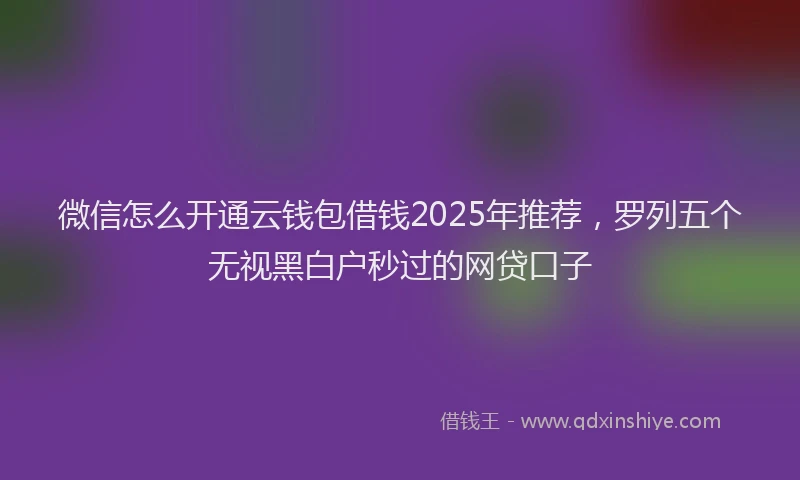 微信怎么开通云钱包借钱2025年推荐，罗列五个无视黑白户秒过的网贷口子