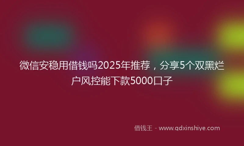 微信安稳用借钱吗2025年推荐，分享5个双黑烂户风控能下款5000口子