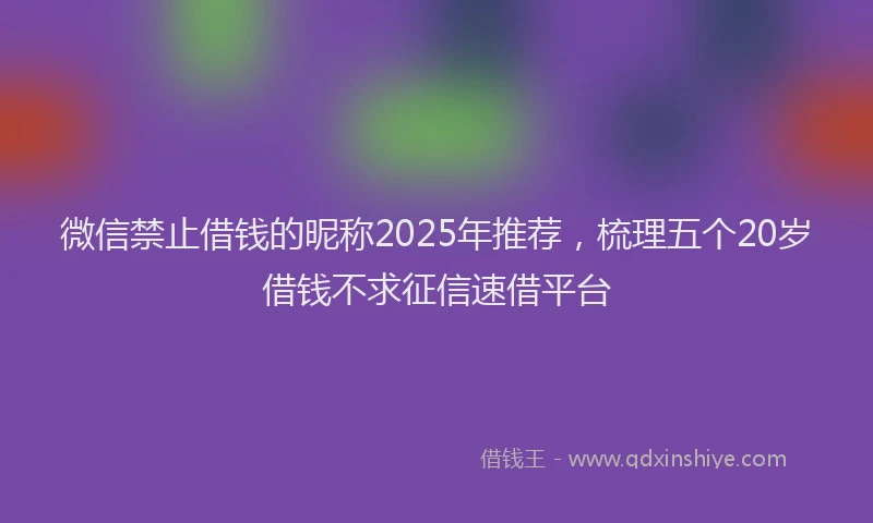 微信禁止借钱的昵称2025年推荐，梳理五个20岁借钱不求征信速借平台