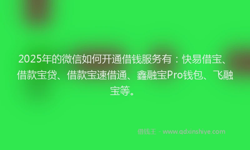 2025年的微信如何开通借钱服务有：快易借宝、借款宝贷、借款宝速借通、鑫融宝Pro钱包、飞融宝等。