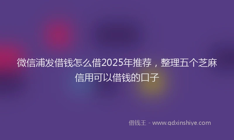 微信浦发借钱怎么借2025年推荐，整理五个芝麻信用可以借钱的口子