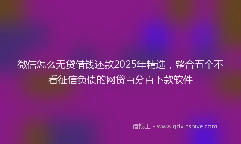 微信怎么无贷借钱还款2025年精选，整合五个不看征信负债的网贷百分百下款软件