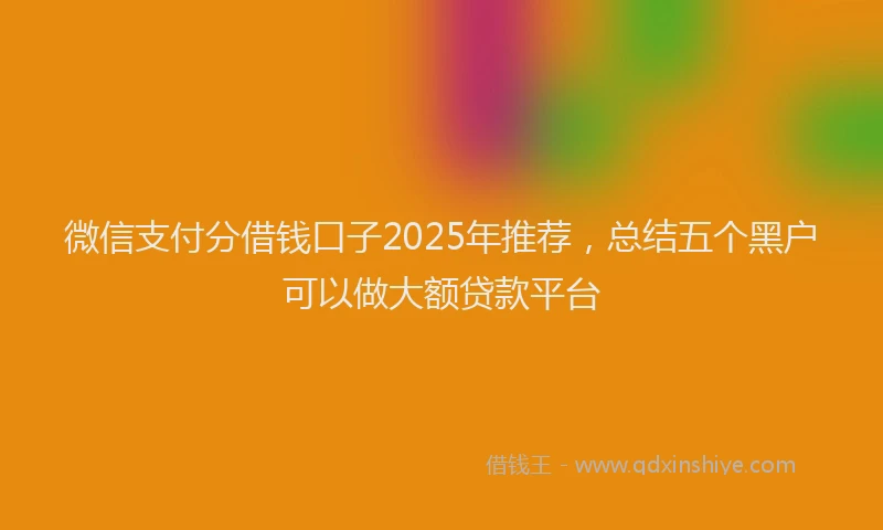 微信支付分借钱口子2025年推荐，总结五个黑户可以做大额贷款平台