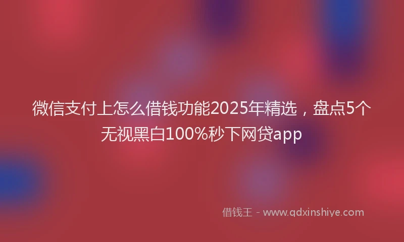 微信支付上怎么借钱功能2025年精选，盘点5个无视黑白100%秒下网贷app