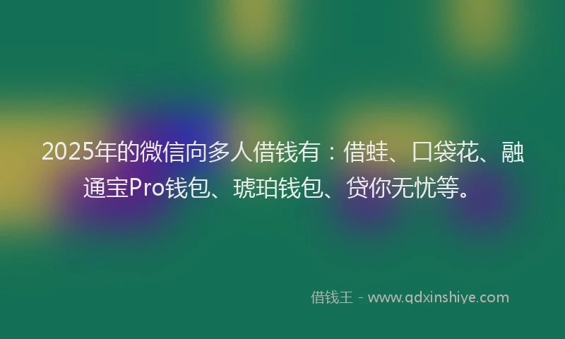 2025年的微信向多人借钱有：借蛙、口袋花、融通宝Pro钱包、琥珀钱包、贷你无忧等。