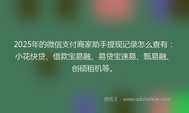 2025年的微信支付商家助手提现记录怎么查有：小花快贷、借款宝易融、易贷宝速易、甄易融、创硕租机等。