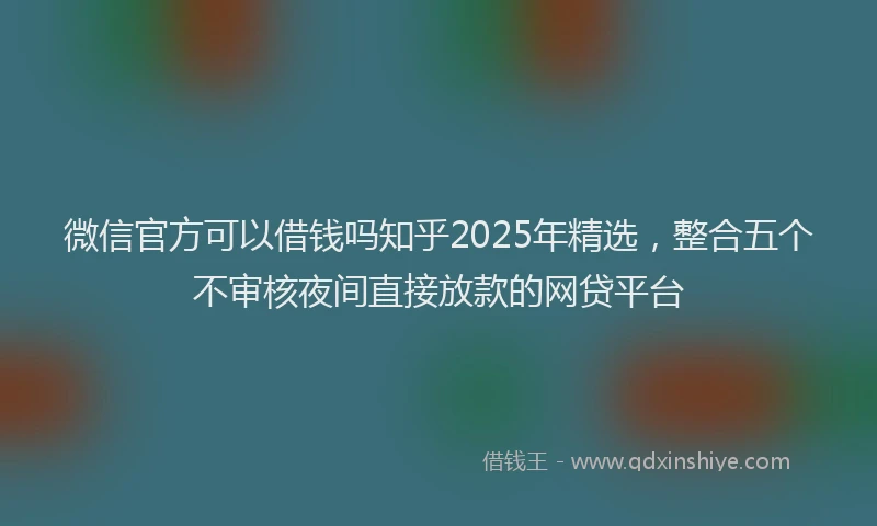微信官方可以借钱吗知乎2025年精选，整合五个不审核夜间直接放款的网贷平台