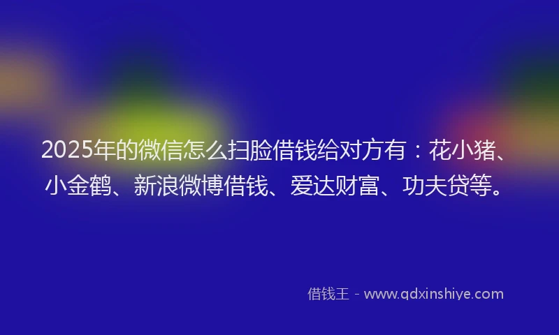 2025年的微信怎么扫脸借钱给对方有：花小猪、小金鹤、新浪微博借钱、爱达财富、功夫贷等。