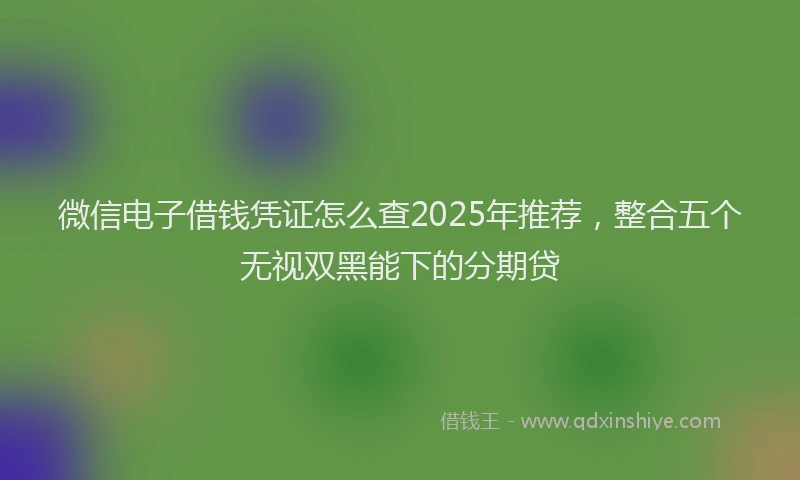 微信电子借钱凭证怎么查2025年推荐，整合五个无视双黑能下的分期贷