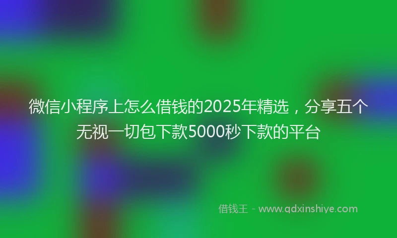 微信小程序上怎么借钱的2025年精选，分享五个无视一切包下款5000秒下款的平台