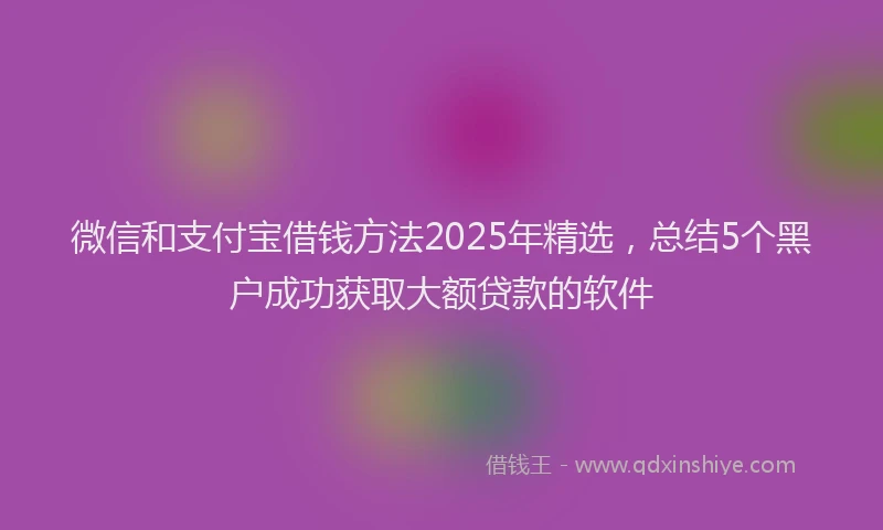 微信和支付宝借钱方法2025年精选，总结5个黑户成功获取大额贷款的软件