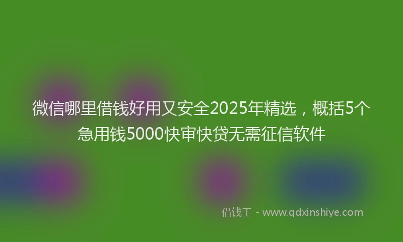 微信哪里借钱好用又安全2025年精选，概括5个急用钱5000快审快贷无需征信软件