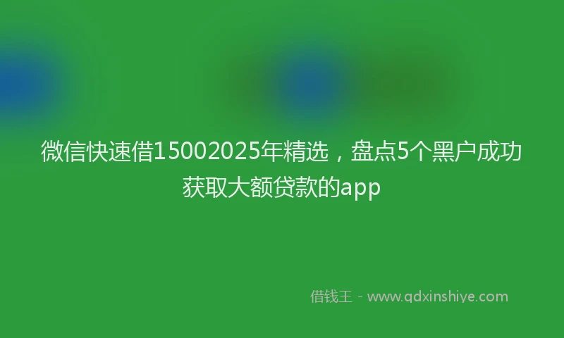 微信快速借15002025年精选，盘点5个黑户成功获取大额贷款的app