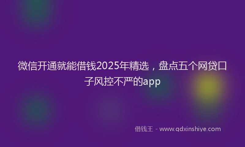 微信开通就能借钱2025年精选，盘点五个网贷口子风控不严的app