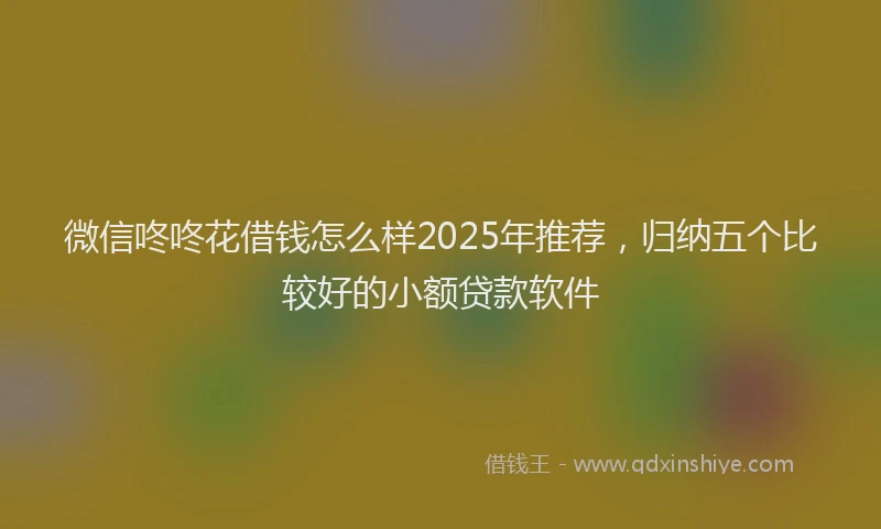微信咚咚花借钱怎么样2025年推荐，归纳五个比较好的小额贷款软件