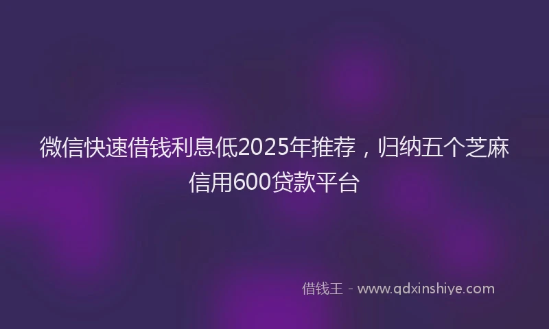 微信快速借钱利息低2025年推荐，归纳五个芝麻信用600贷款平台