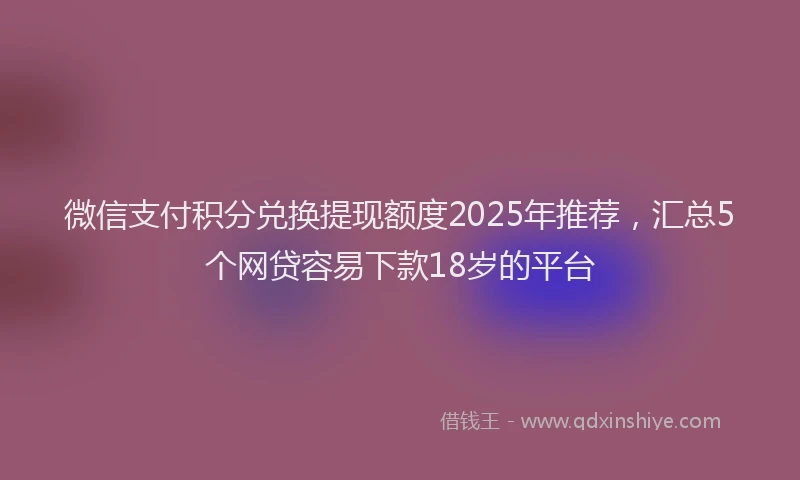 微信支付积分兑换提现额度2025年推荐，汇总5个网贷容易下款18岁的平台