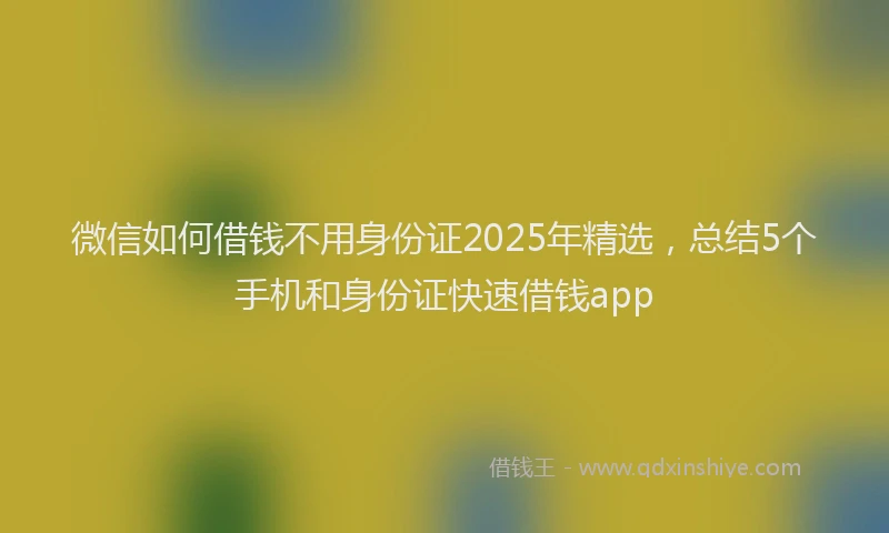 微信如何借钱不用身份证2025年精选，总结5个手机和身份证快速借钱app