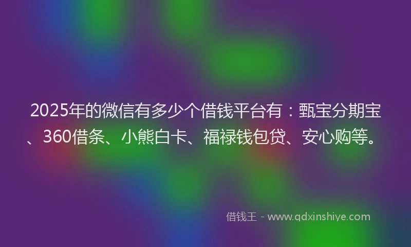 2025年的微信有多少个借钱平台有：甄宝分期宝、360借条、小熊白卡、福禄钱包贷、安心购等。