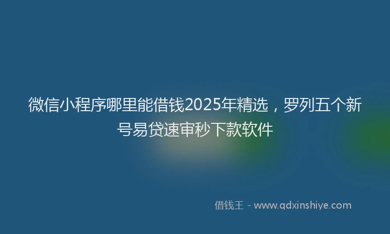 微信小程序哪里能借钱2025年精选，罗列五个新号易贷速审秒下款软件