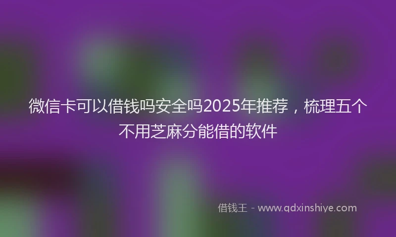微信卡可以借钱吗安全吗2025年推荐，梳理五个不用芝麻分能借的软件