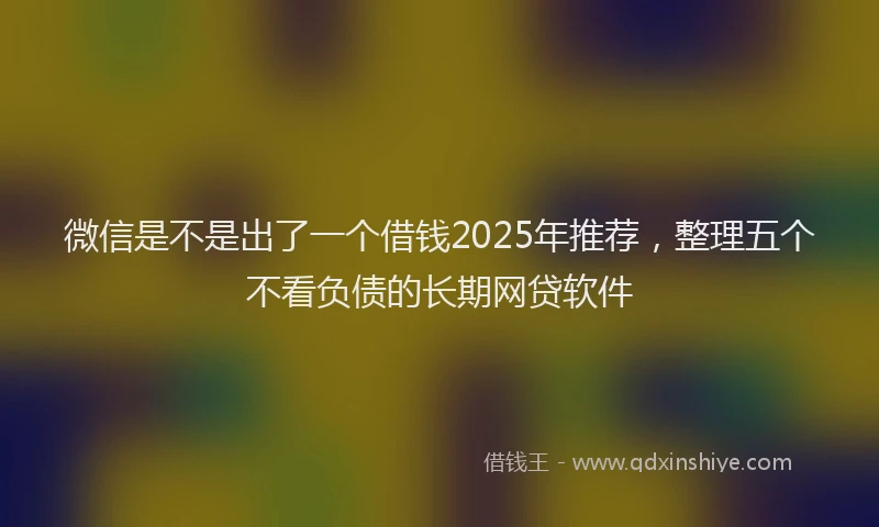 微信是不是出了一个借钱2025年推荐，整理五个不看负债的长期网贷软件