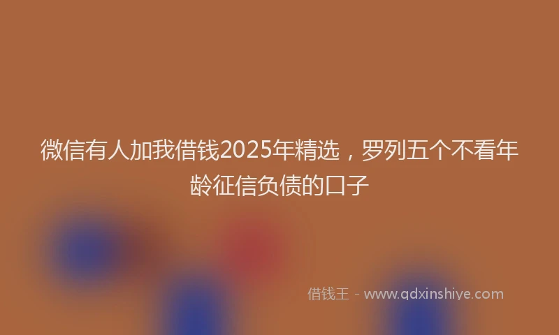 微信有人加我借钱2025年精选，罗列五个不看年龄征信负债的口子