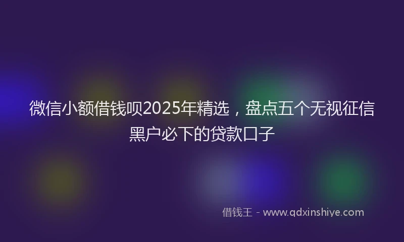 微信小额借钱呗2025年精选，盘点五个无视征信黑户必下的贷款口子