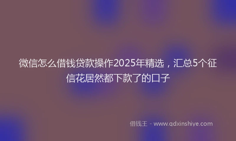 微信怎么借钱贷款操作2025年精选，汇总5个征信花居然都下款了的口子