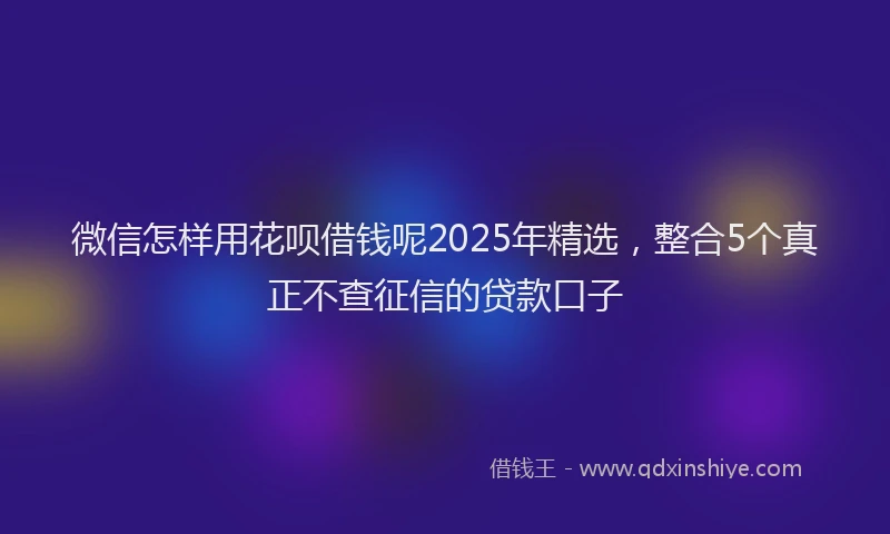微信怎样用花呗借钱呢2025年精选，整合5个真正不查征信的贷款口子