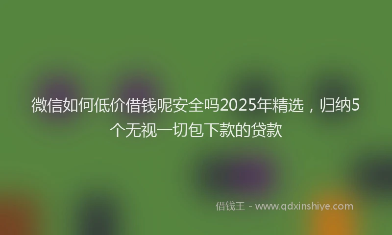 微信如何低价借钱呢安全吗2025年精选，归纳5个无视一切包下款的贷款