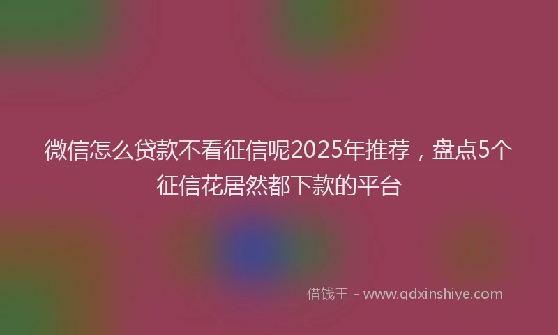 微信怎么贷款不看征信呢2025年推荐，盘点5个征信花居然都下款的平台