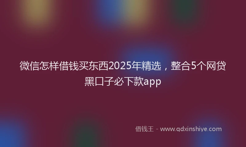微信怎样借钱买东西2025年精选，整合5个网贷黑口子必下款app