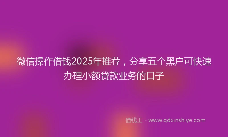 微信操作借钱2025年推荐，分享五个黑户可快速办理小额贷款业务的口子