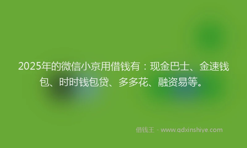 2025年的微信小京用借钱有：现金巴士、金速钱包、时时钱包贷、多多花、融资易等。