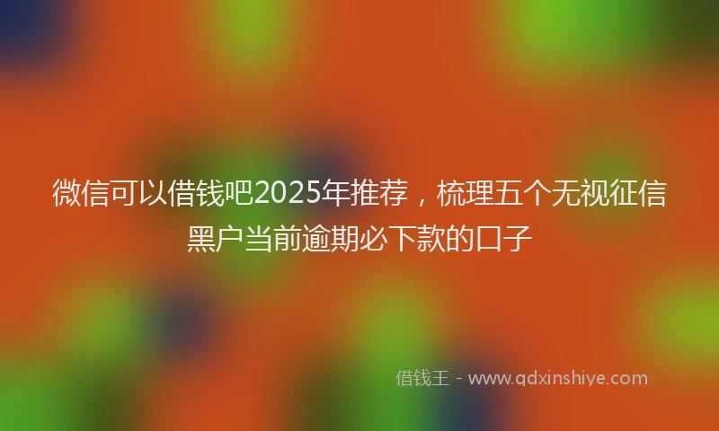微信可以借钱吧2025年推荐，梳理五个无视征信黑户当前逾期必下款的口子