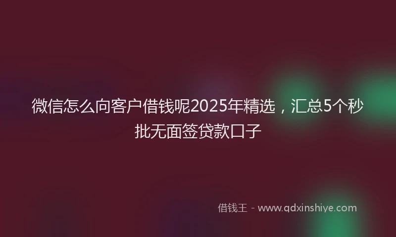 微信怎么向客户借钱呢2025年精选，汇总5个秒批无面签贷款口子