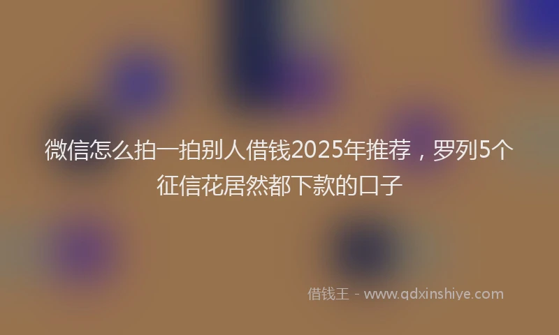 微信怎么拍一拍别人借钱2025年推荐，罗列5个征信花居然都下款的口子