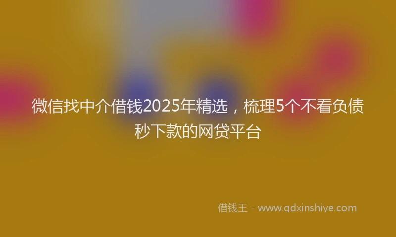 微信找中介借钱2025年精选，梳理5个不看负债秒下款的网贷平台