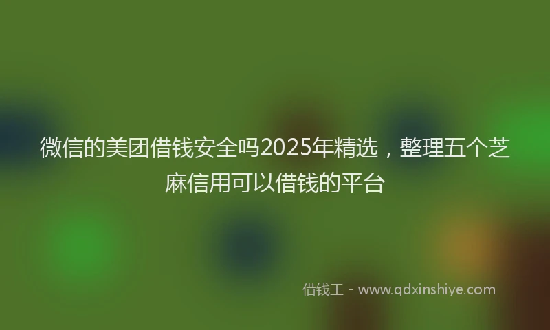 微信的美团借钱安全吗2025年精选，整理五个芝麻信用可以借钱的平台